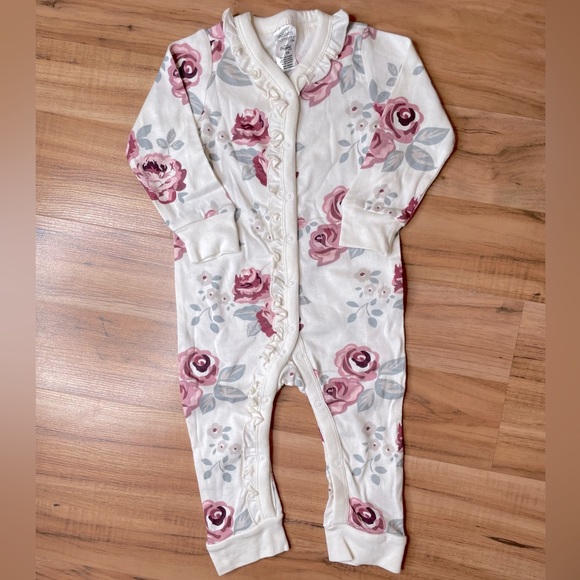Set of 2 Long Sleeve Sleepers - Modern Moments by Gerber. Roses and Stripes. - Picture 5 of 12